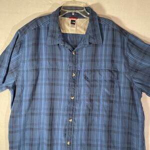 The North Face Shirt Mens 2XL XXL Plaid Button Up Vented Short Sleeve Fishing